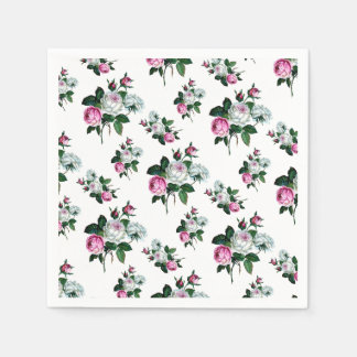 Vintage Shabby Chic Pink White Roses Patter Napkin