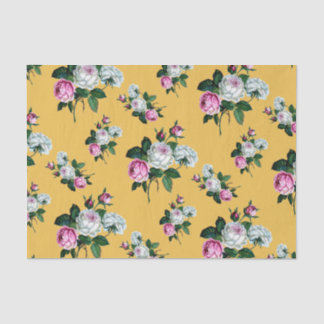 Vintage Shabby Chic Pink White Roses Pattern Tissue Paper