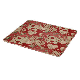 Vintage Shabby Chic Red Patchwork Pattern Cutting Board