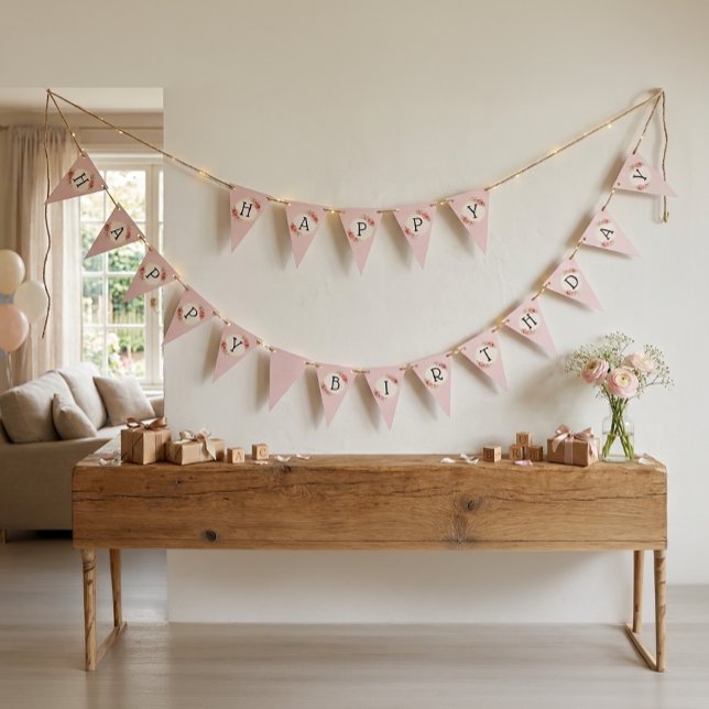Vintage Shabby Chic Roses Frame Bunting Flags (Creator Uploaded)