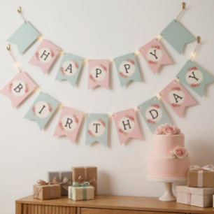 Vintage Shabby Chic Roses Frame Bunting Flags