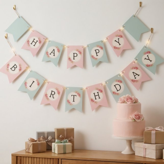 Vintage Shabby Chic Roses Frame Bunting Flags (Creator Uploaded)