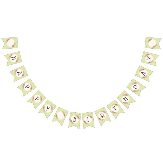 Vintage Shabby Chic Roses Frame Bunting Flags (All)