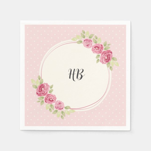 Vintage Shabby Chic Roses Frame Napkin (Front)