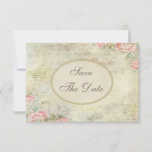 Vintage Shabby Chic Roses Wedding Save the Date
