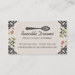 Vintage shabby chic runcible spoon chef catering business card