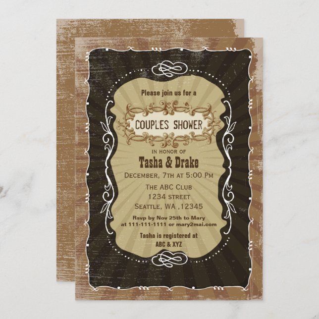 vintage shabby chic rustic Bridal Shower Invites (Front/Back)