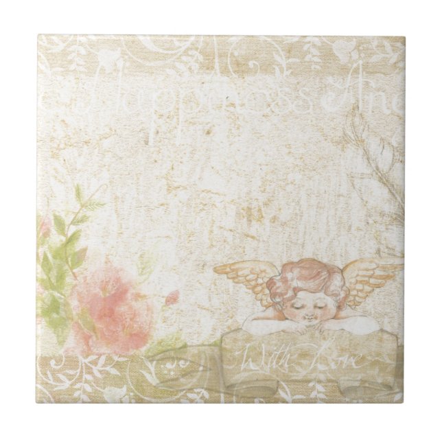 Vintage Shabby Chic Sweet Angelique Tile (Front)