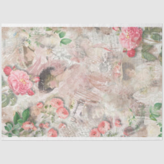 Vintage Shabby Chic Victorian Women and Pink Roses Tissue Paper