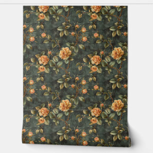 Vintage shabby chic yellow orange French roses Wallpaper
