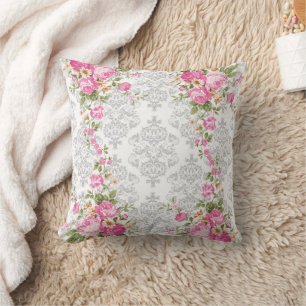 Vintage Shabby Flowers Throw Pillow