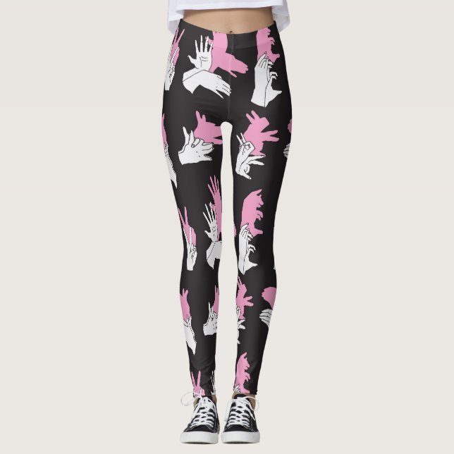 Vintage Shadow Hand Pattern Design Leggings (Front)
