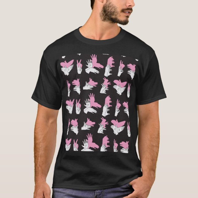 Vintage Shadow Hand Pattern Design T-Shirt (Front)