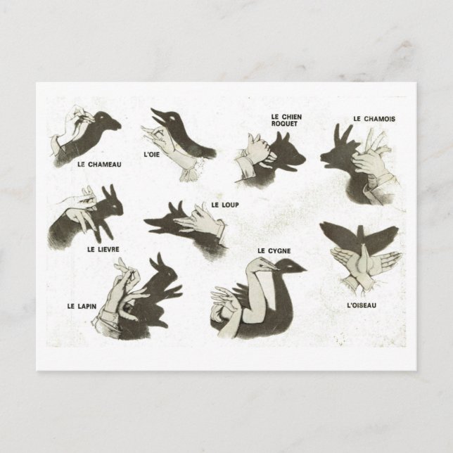 Vintage, shadow puppet shapes, ombres chinoises postcard (Front)