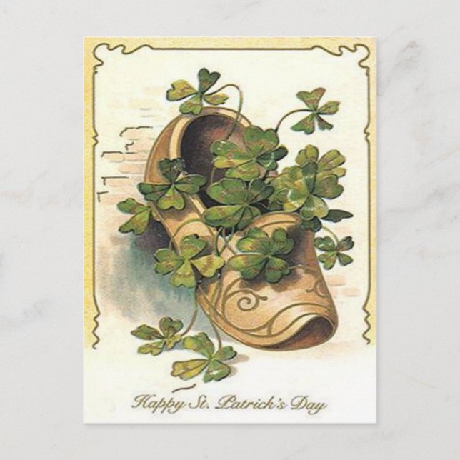 Vintage Shamrock Clog St Patrick's Day Card (Front)