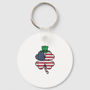 Vintage Shamrock Flag St. Patricks Day Keychain