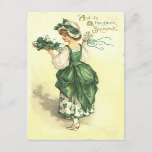 Vintage Shamrock Maiden St Patrick's Day Card