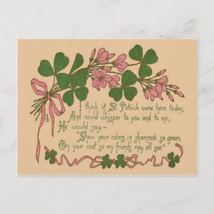 Vintage Shamrock Plant St Patrick's Day Card