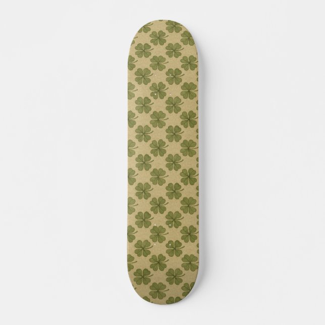 Vintage, shamrock Saint Patrick's Day Skateboard (Front)