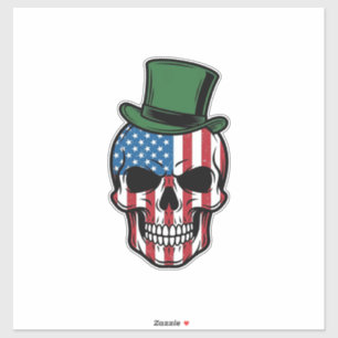 Vintage Shamrock Skull Flag Vector Design_1