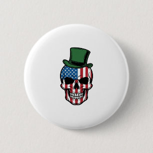Vintage Shamrock Skull Flag Vector Design_1 2 Inch Round Button