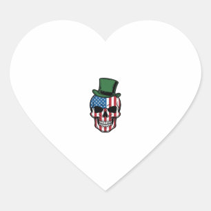 Vintage Shamrock Skull Flag Vector Design_1 Heart Sticker