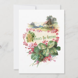 Vintage Shamrocks St. Patrick's Day Greetings Holiday Card