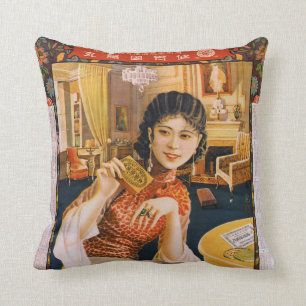 Vintage Shanghai China Throw Pillow