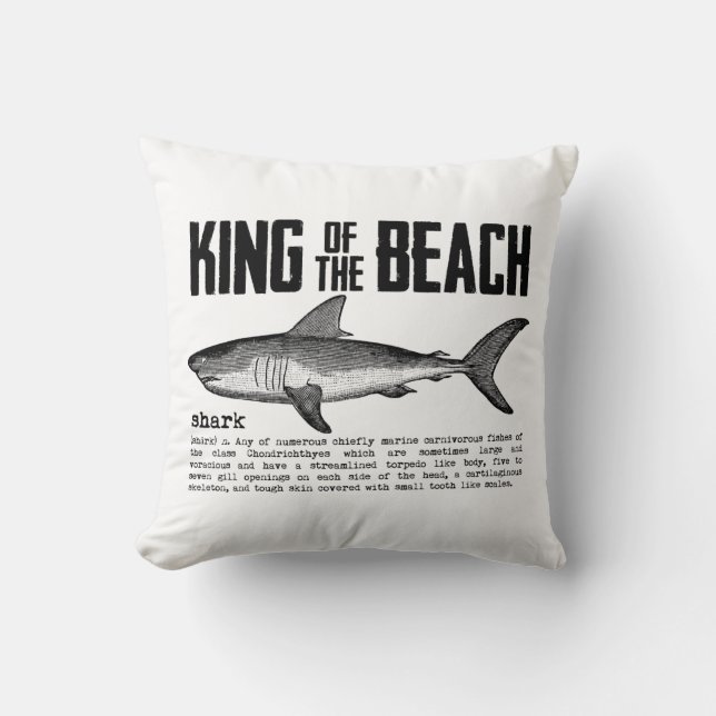 Vintage Shark Beach King Throw Pillow (Front)