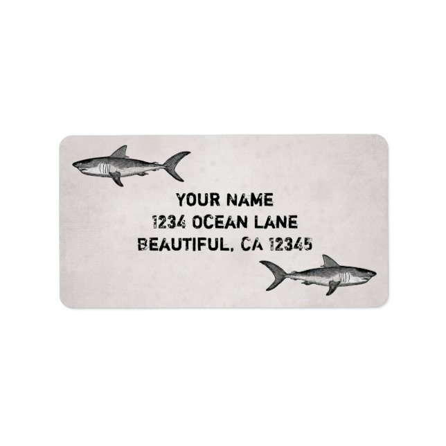Vintage Shark Ocean Address Label (Front)