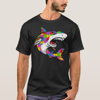 Vintage Shark Puzzle Autism Awareness Acceptance T-Shirt