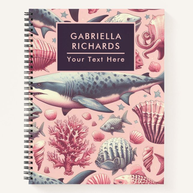 Vintage Shark Seamless Notebook (Front)