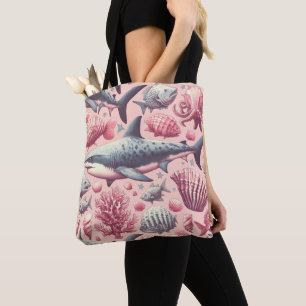 Vintage Shark Seamless Tote Bag