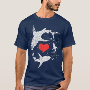 Vintage Shark Silhouette Hammerhead Shark Tiger Sh T-Shirt