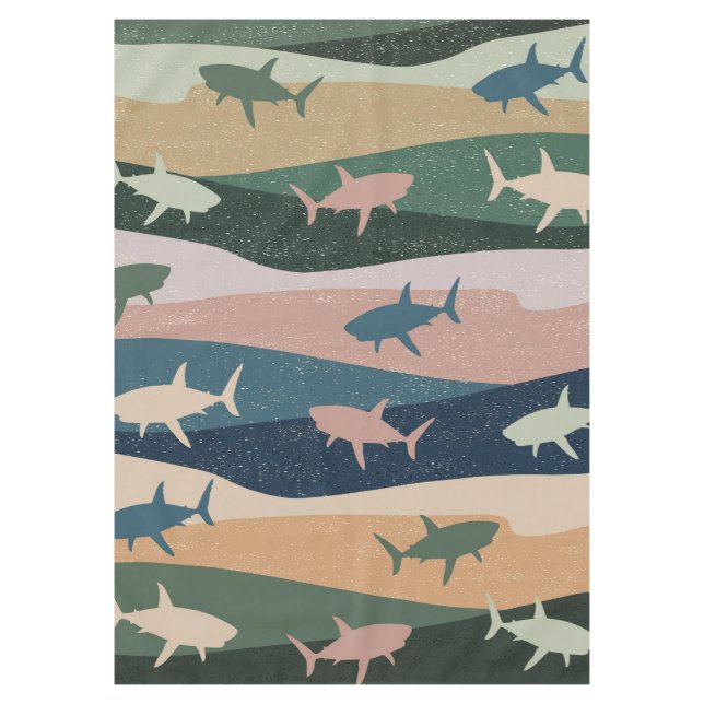 VINTAGE SHARK WAVE  TABLECLOTH (Front)