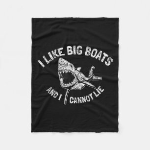 Vintage Sharks I Like Big Boats And I Cannot Lie F Fleece Blanket