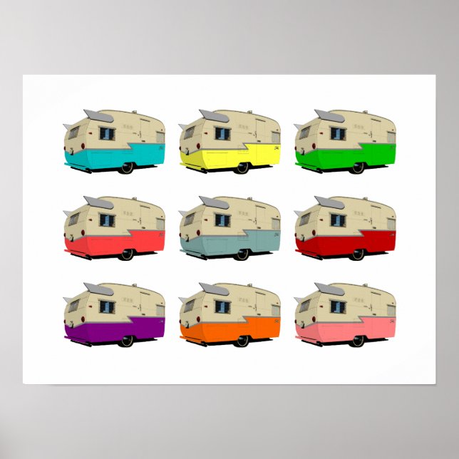 Vintage Shasta Trailer Pop Art Poster (Front)