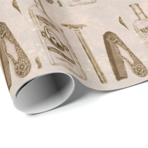 Vintage Shaving Razor Barber Fathers Day Birthday Wrapping Paper
