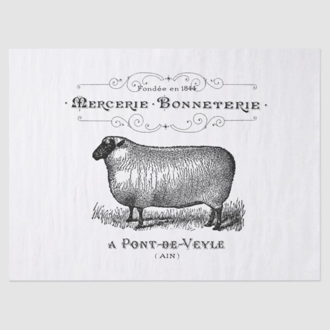 Vintage Sheep Ad Tissue Tissue Paper (Front)