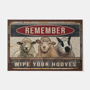 Vintage Sheep Doormat, Wipe Your Hooves Doormat