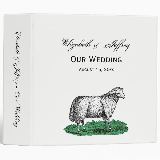 Vintage Sheep Ewe Farm Animals Drawing C Binder (Front/Spine)