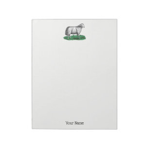 Vintage Sheep Ewe Farm Animals Drawing C Notepad