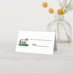 Vintage Sheep Ewe Farm Animals Drawing C Place Card
