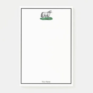 Vintage Sheep Ewe Farm Animals Drawing C Post-it Notes