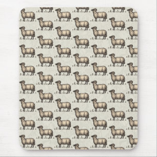 Vintage Sheep Illustration: Farm Classic Art Mouse Pad