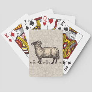 Vintage Sheep Illustration: Farm Classic Art Playing Cards