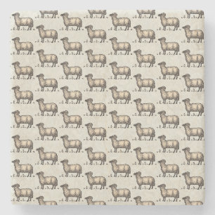 Vintage Sheep Illustration: Farm Classic Art Stone Coaster