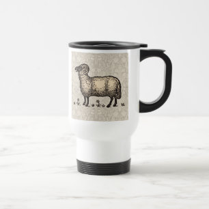 Vintage Sheep Illustration: Farm Classic Art Travel Mug