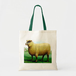 Vintage sheep painting tote bag