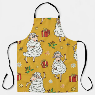 Vintage sheep: pastoral background. apron